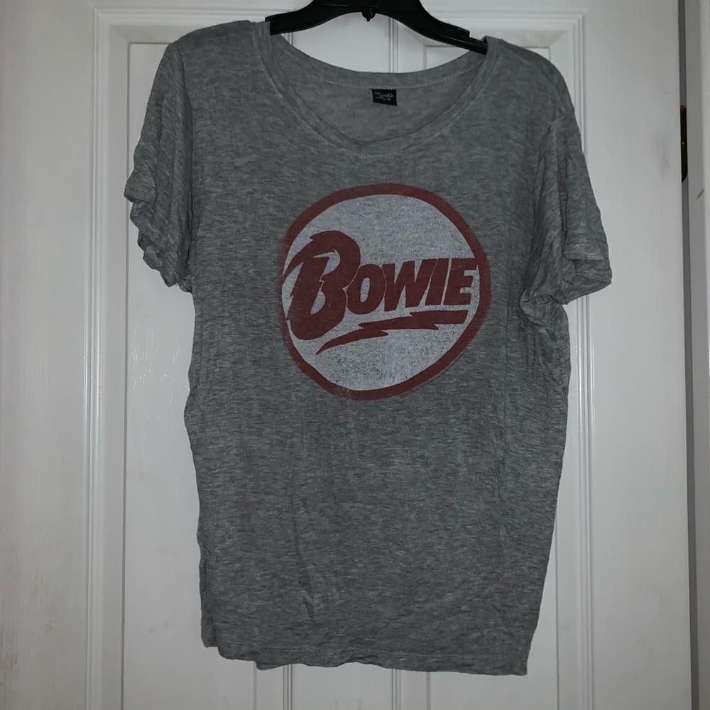 David Bowie gray top
